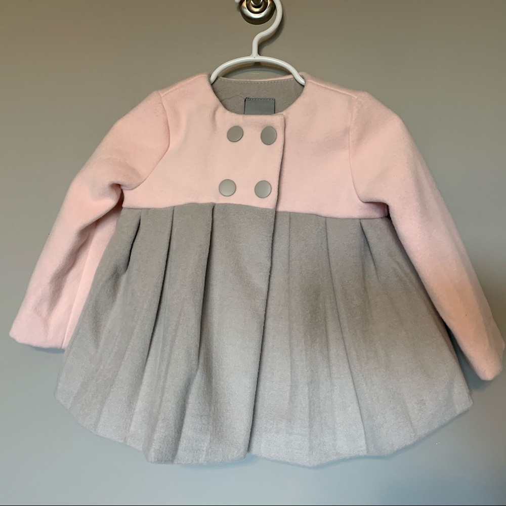 Tahari Baby Girl Coat Pink Gray 18 Month Pea Coat